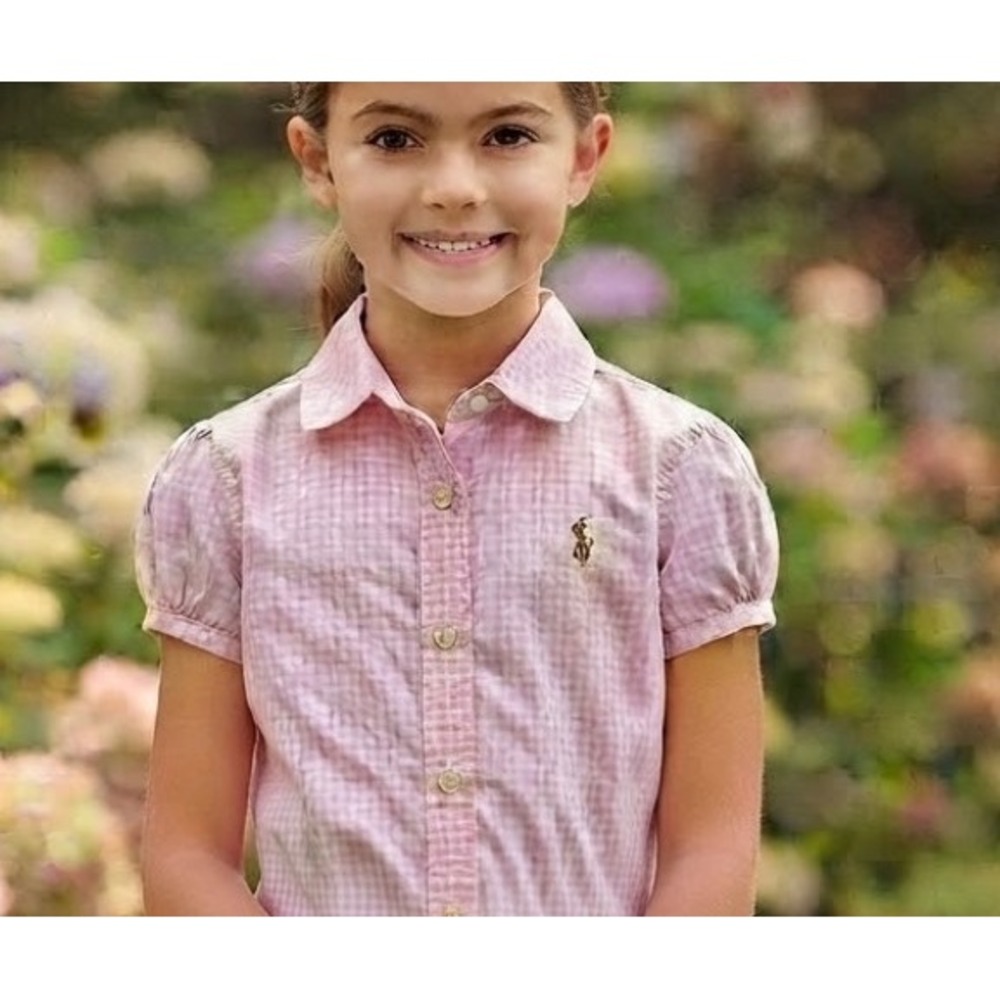 Ralph Lauren Girls Pink Gingham Cotton Shirt Dress with Belt Size 6